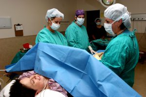 Woman in the operating room before a delivery